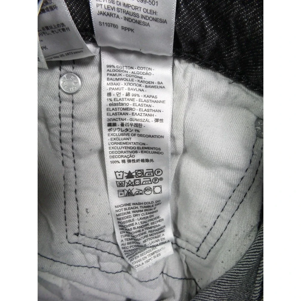 Levis 559 Jeans Mens Size 36 x 32 Gray Denim Relaxed Fit Straight Leg Raw Hem